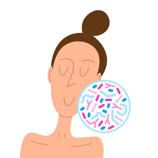 ilustrácia kožného  mikrobiómu.